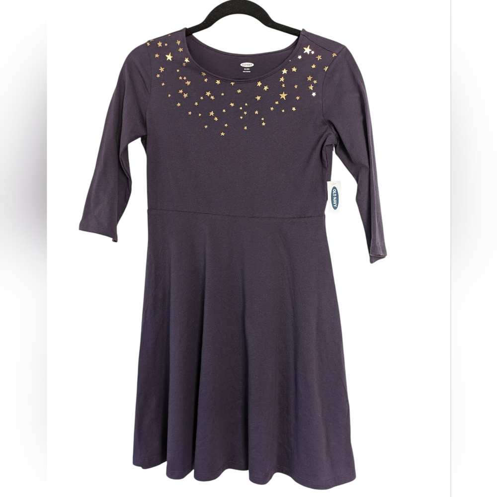 New Old Navy Girls Purple‎ with Gold Stars Dress size XL ( 14 ) NWT